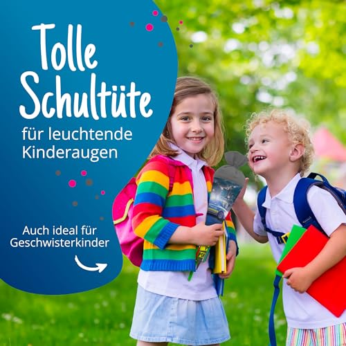 itenga Geschwister Schultüte Polizei Zuckertüte mit Filzverschluss - Schule Einschulung Schulanfang 35cm