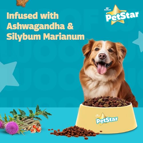 Image of Petstar Adult Dry Dog Food (High Protein) Chicken & Wheat Flavor, 1kg and Mankind BubbleStar Neem & Aloe Vera 2-in-1 Shampoo & Conditioner for Dogs & Cats,200 ml