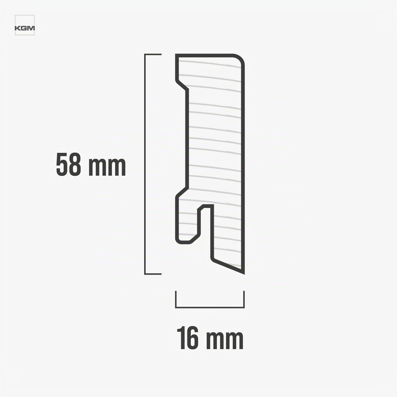 KGM Modern Sockelleiste Eiche – Massivholz – 2400 x 16 x 40 mm – 10 Stk