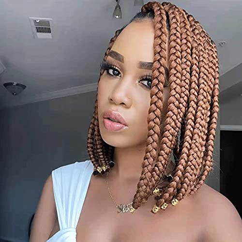 Aimeily 6 Packs Crochet Box Braids Curly Ends 10 Inch Crochet Braid Hair Bohemian Box Braids Crochet Braids for Black Women (27#, 10 Inch)