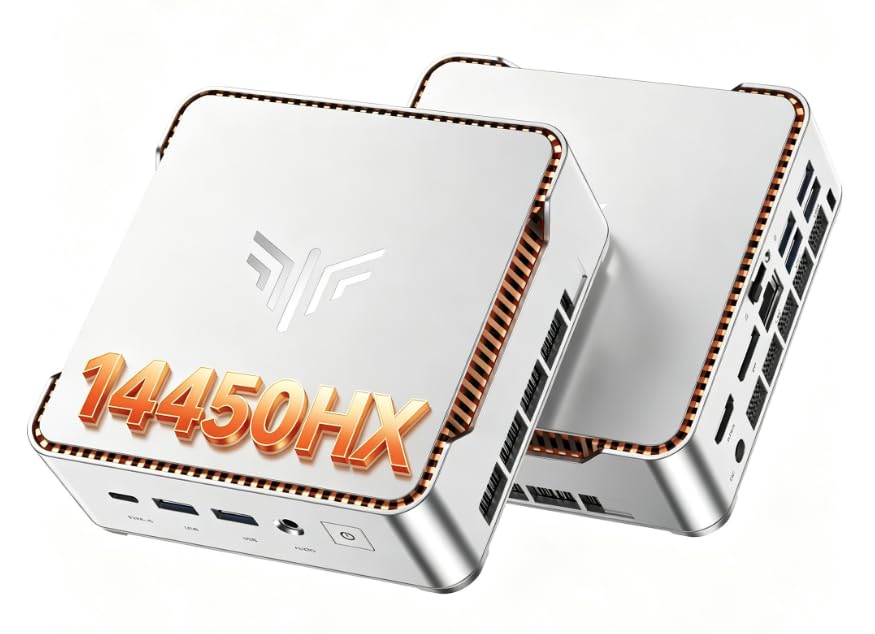 KAMRUI Hyper H2 Mini Gaming PC in-tel Core i5-14450HX (Beat 1195G7/5825U up to 4.8GHz) 32GB RAM 1TB SSD Mini Desktop Computers Triple 4K Display 6*USB3.2 USB-C HDMI DP WiFi6 BT5.2 Office Home