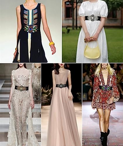 Women's Wide Belt Handmade Crystal Rhinestone Elastic Waist Belt Dress Decoration Girdle Runway Fashion Diamonds Belt3