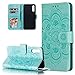 Produktbild HMTECH Schutzhülle für Galaxy A7 2018, Brieftaschen-Schutzhülle für Samsung Galaxy A7 2018, geprägte Mandala-Blume, PU-Leder, Flip Wallet, Schutzhülle für Samsung Galaxy A7 2018, LD Mandala, Grün
