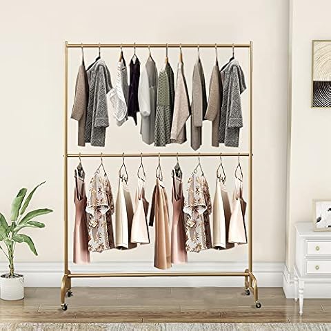 LBSLMJB Gold Metal Clothing Rack for Hanging Clothes Rack, Marble Base Heavy Duty Garment Racks for Organizer Hanging Clothes, Coats, Bag, Skirts, Shirts (47inch) Cover