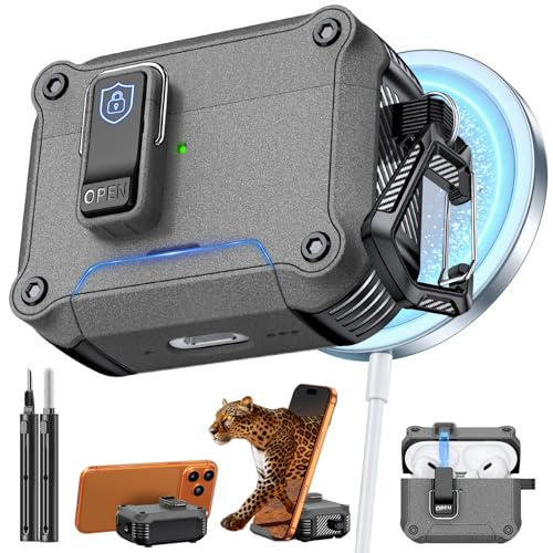 Image of Inesore for AirPods Pro 3 Case with Secure Lock (Stone) | Phone Stand Design,Compatible with MagSafe,Automatic Snap Switch Secure Cover with Cleaner Kit & Keychain