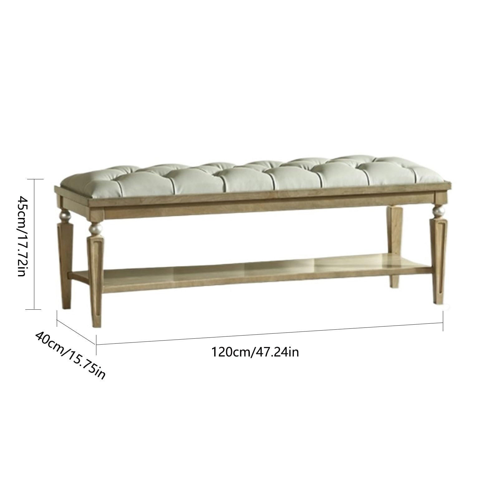 RENEESME Foot Stool for Bed Upholstered Bench, Bedroom End Bench, Dining Room Bench Entryway Shoe Bench Button Tufted Upholstered Seating Living Room, Gray Bed Step Stools for High Beds