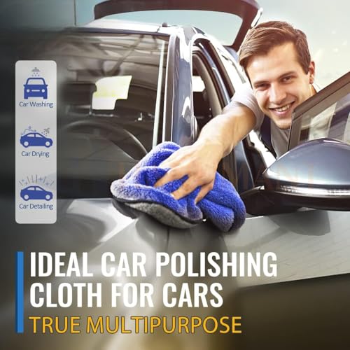 Image of H HANUMANT ENTERPRISE 3 PCS Premium Microfiber Towels for Cars Wash Drying 800GSM Thick Plush Cleaning Cloth Auto Detailing Super Absorbent for Interior & Exterior Lint Free, Streak Free, 40X40 cm