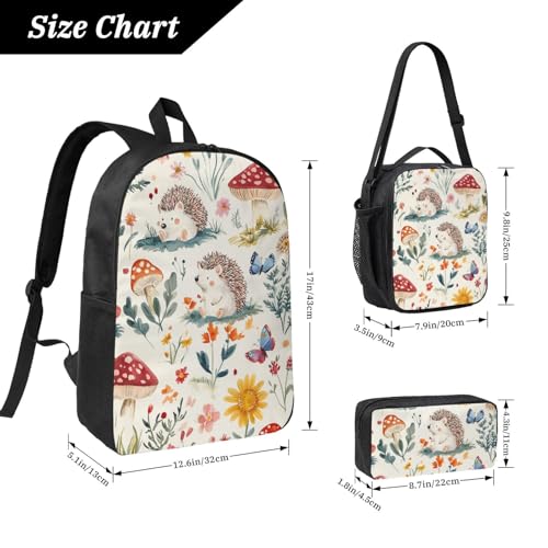 Hedgehog Backpacks 3 Pcs Multifunction High capacity Travel Backpack with Fun Graphic Cartoon Print for Outdoor Hiking and Travel2