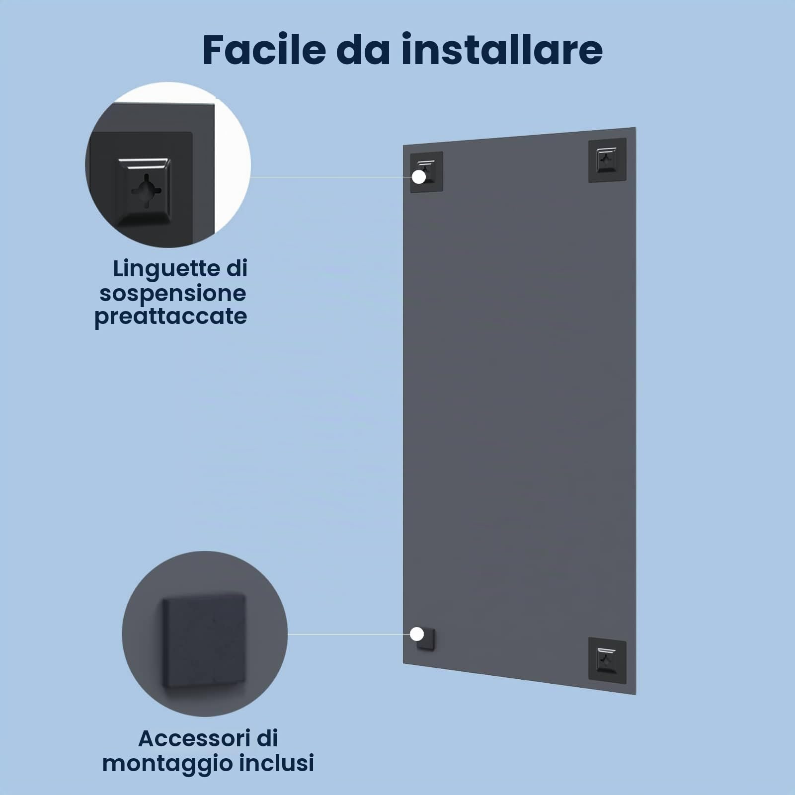vidaXL Specchio da parete Rettangolare 40 x 100 cm vetro temperato