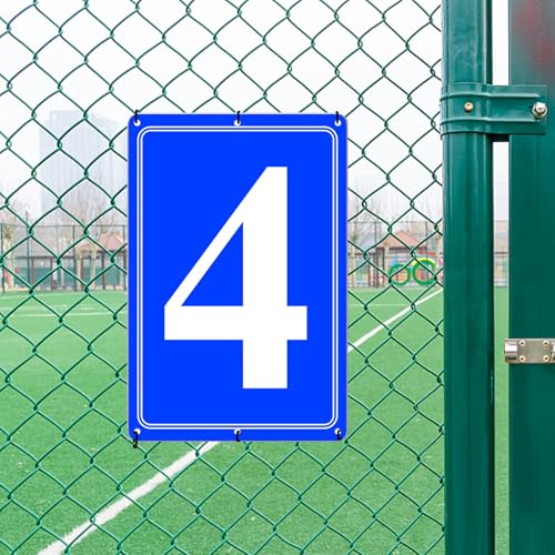 Image of Premium Aluminum Number Signs 4, Metal 12 inch X 8 inch Blue Numbered Signs Outdoor for Parking Lots, Floor, Dock, Court, Aisle, Field, High Visibility, No Fade, Weather-resistant