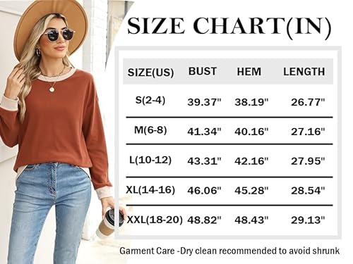 Besshopie Colorblock Sweatshirts For Women Crewneck Long Sleeve Shirts Tunic Tops For Leggings 2024 Trendy Clothes Red Xxl thumb #4
