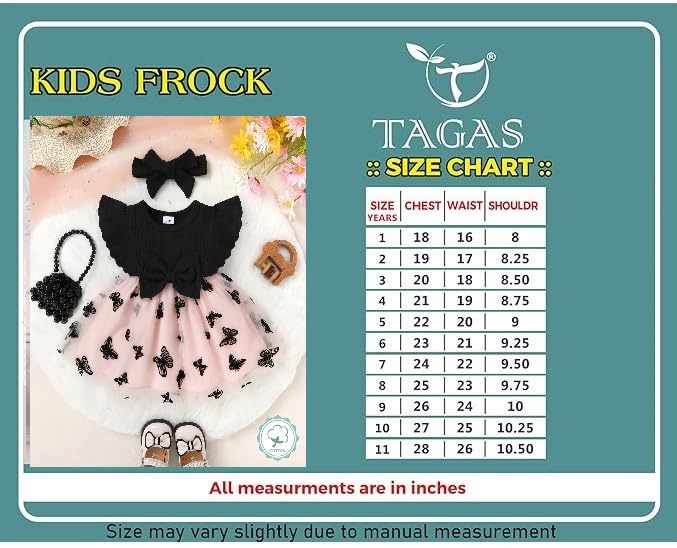 Image of TAGAS Baby Girl's Elegant and Sweet Mesh Splicing Dress for Party || Frock for Girls || Short Sleeve Dress for Girls ||Fency Dress||(KD-134)