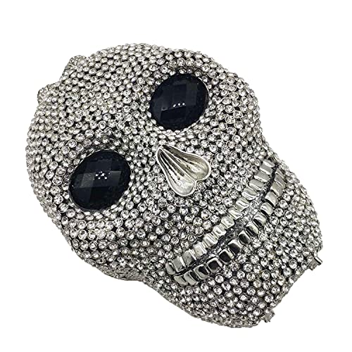 Image of Boutique De FGG Skull Crystal Clutch Purse for Women Formal Rhinestone Clutch Evening Bag Halloween Minaudiere Handbag,Mini