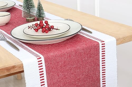 Image of North Field Handwoven Soft Cotton Table Runner for 4-6 Seater - Handloom Traditional Indian Design - Eco-Friendly Dining Decor - 100% Cotton | 14X54 Inch | 0.5 Kg (Maroon)