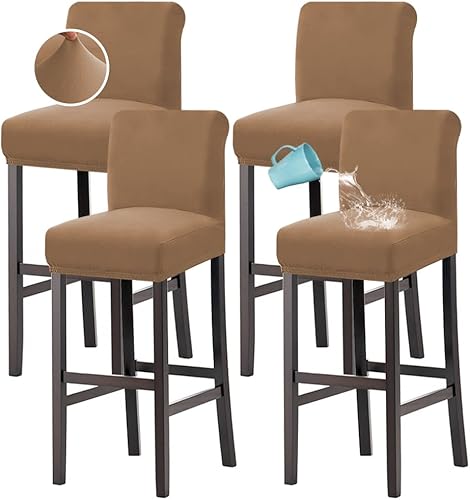 H.VERSAILTEX Juego de 2 fundas elásticas 100 % impermeables para taburete de bar, para comedor, extraíble, suave y gruesa, tela polar sólida, color