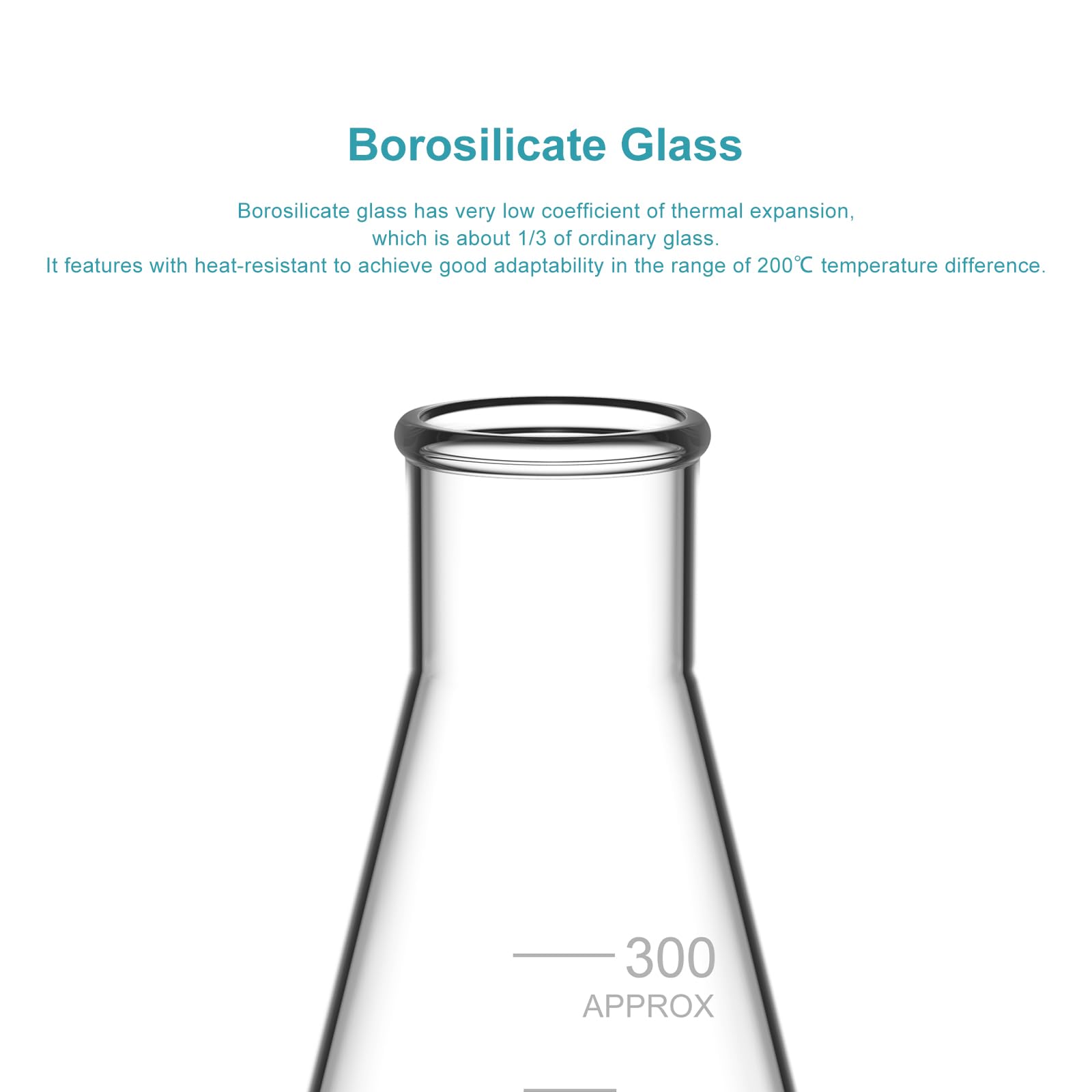 StonyLab 2-Pack Glass 300ml Heavy Wall Narrow Mouth Erlenmeyer Flasks with Heavy Duty Rim — Amazon image 3