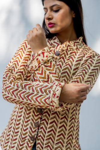 Image of Reversible Jacket for Women | Double Sided Quilted Jacket | Reversible Winter Jacket for Women | Stylish Ethnic Printed Jacket | Warm & Comfortable Casual Outerwear