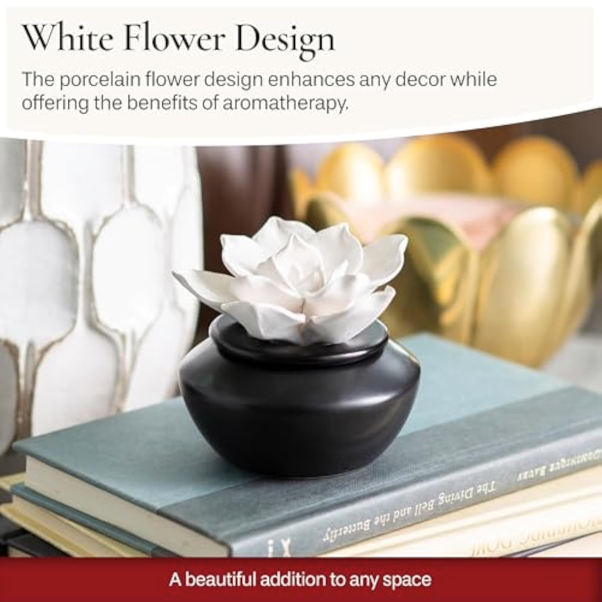 Flower Porcelain Passive Essential Diffuser with Peppermint Oil