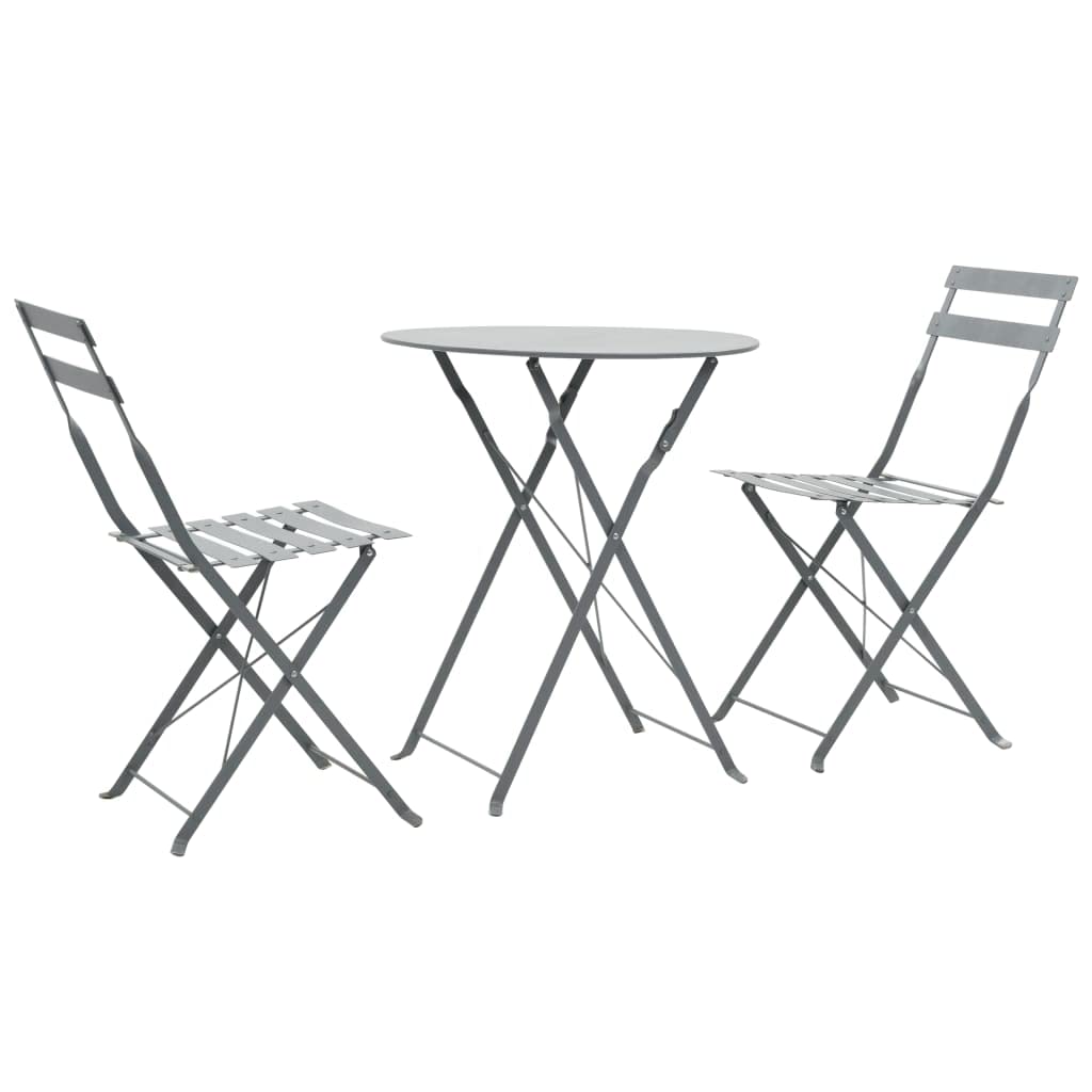 Conjunto de muebles de terraza gris con 3 piezas bistro de diseño minimalista