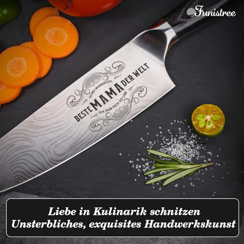 Küchenmesser Scharf Muttertagsgeschenk Geschenke für Mama - 34 Cm Kochmesser Profi Messer, Cool Muttertag Geschenk Geburtstag Geschenkideen für Mutter Frauen Oma, Edelstahl Ergonomischer Fleischmesser 5