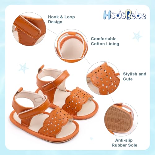 Image of HsdsBebe Baby Girls Sandals Bohemia Flower Bow Soft Sole Toddler First Walkers Beach Summer Shoes
