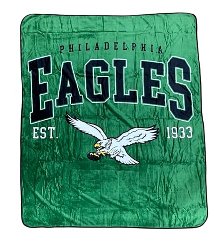 Pegasus Sports NFL Vintage Arch Block Plush Blanket 50x60 Team Colors (Philadelphia Eagles Kelly Green)
