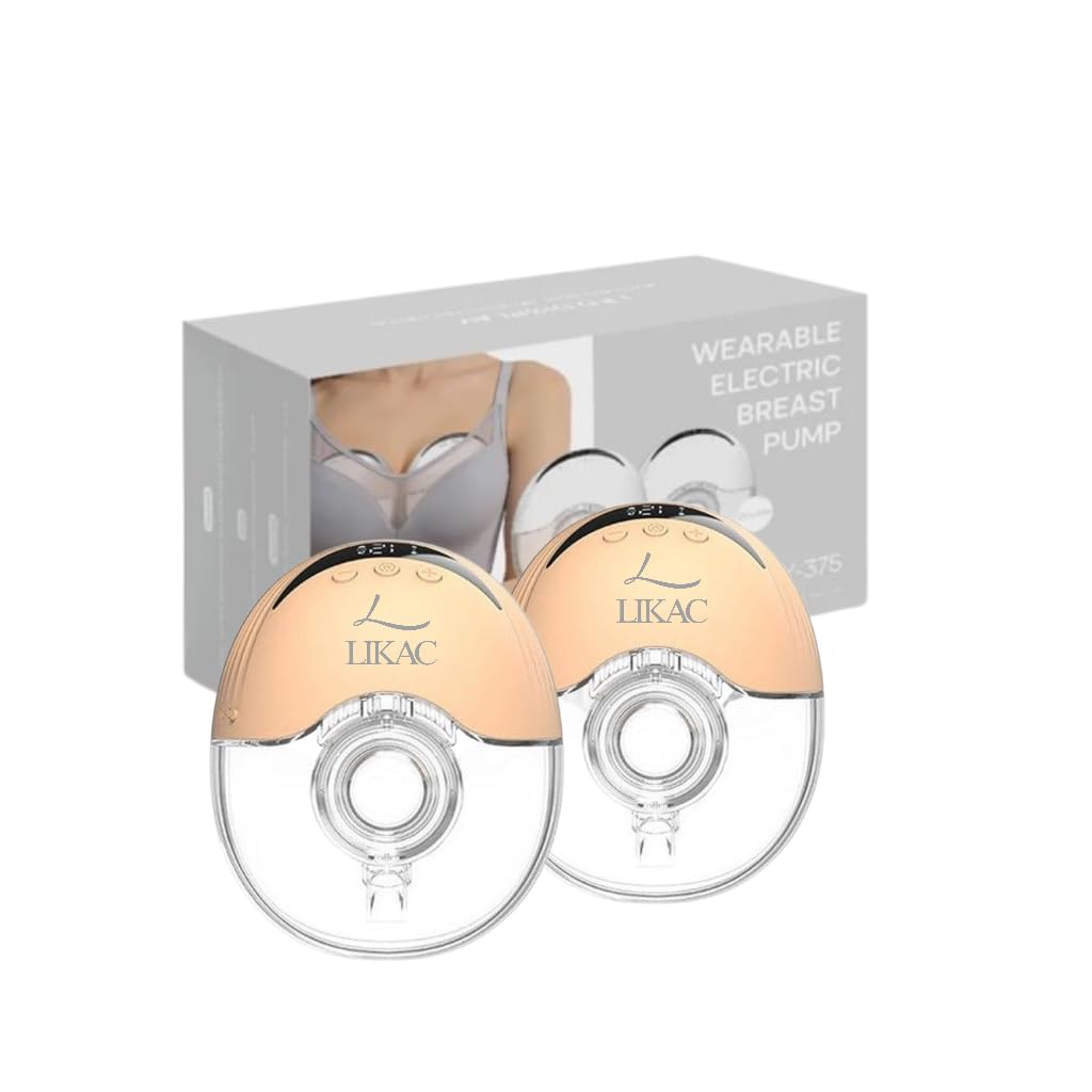 Likac Double Wearable Electric Breast Pump – Hands Free Breast Pump, Portable & Rechargeable – 4 Modes, 12 Intensity Levels – Ideal for Breastfeeding/Pump, Pumping Bra & Postpartum Moms.