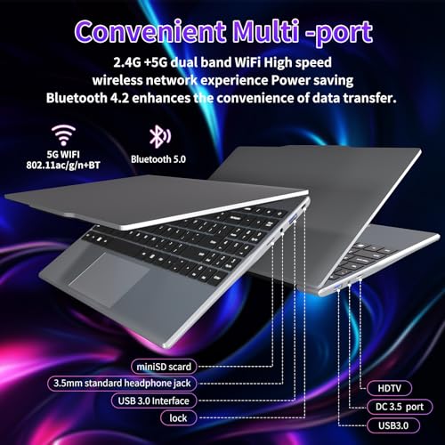 Image of Auusda 14.1 inch FHD Light Laptops Business & Student Laptop Computer, 4-Core N5095 2.9GHz, Numeric Keypad, Standard HDMI Lightweight & Slim Portable, Win11 Pro, 2 Year Warranty 8GB 512GB SSD Gray