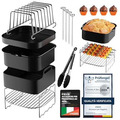 Accessori Friggitrice ad Aria, 15 Pezzi per Philips NA230 6,2L, Cosori 5,5L, 6L, Cecotec 5,5L, 6L...