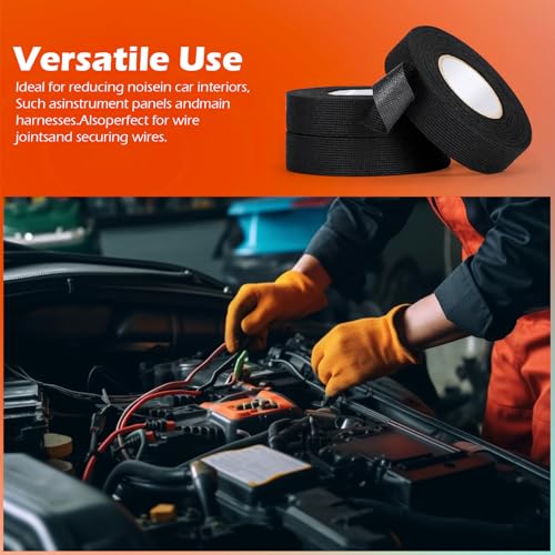 Image of Wire Harness Automotive Tape Self-Adhesive Wiring Harness Cloth Electrical Tape 1 Inch x 30 Feet Car Insulated Wire Loom Tape for Automotive Engine Insulation Protection 6 Rolls