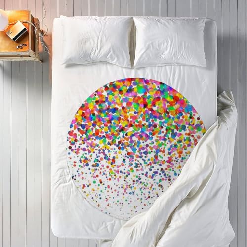 Couverture flanelle Falling Confetti ronde 150cm housse de canapé premium