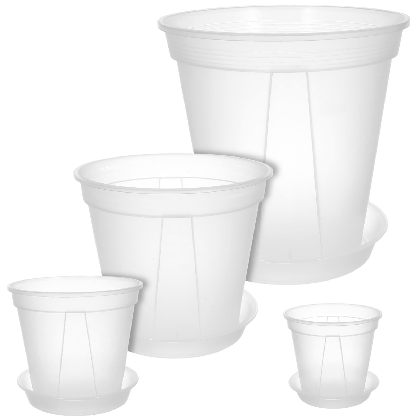 VICASKY 4 Pezzi Vasi Trasparenti per Piante in Plastica con Sottovasi Contenitori Traspiranti per e ed Esterno Capacità Adatti per Fragole