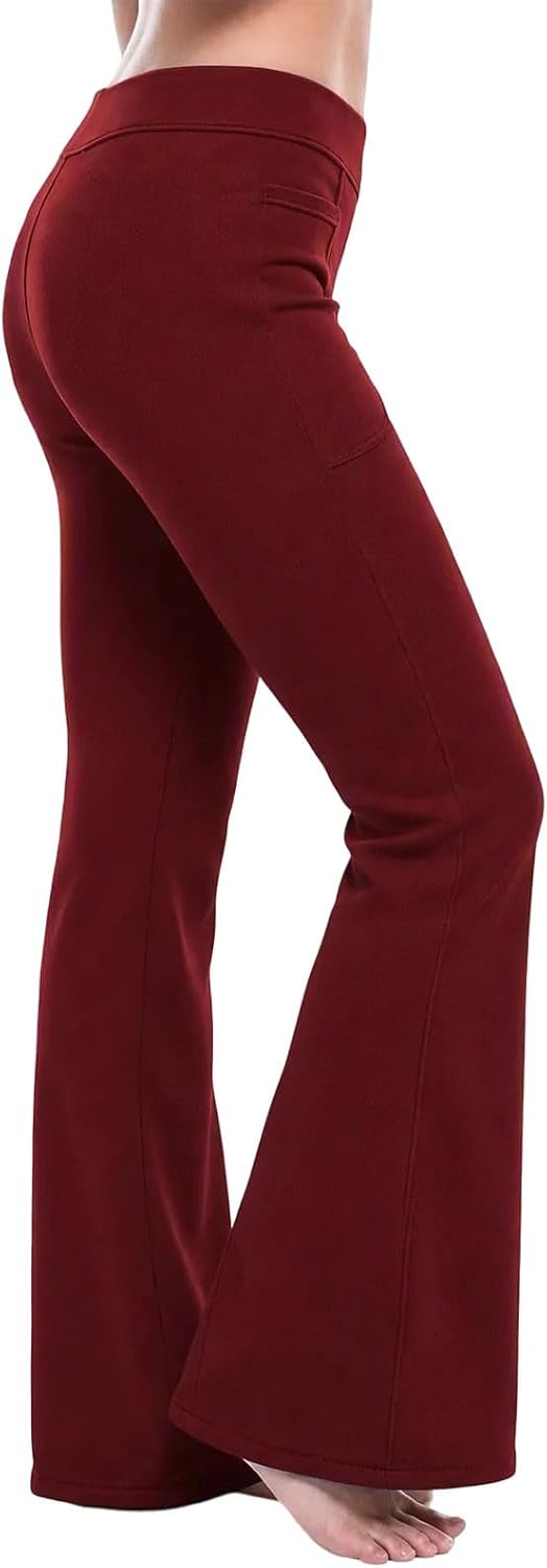 Fleece Lined Pants Women Thermal Flare Leggings Bootcut Yoga Pants