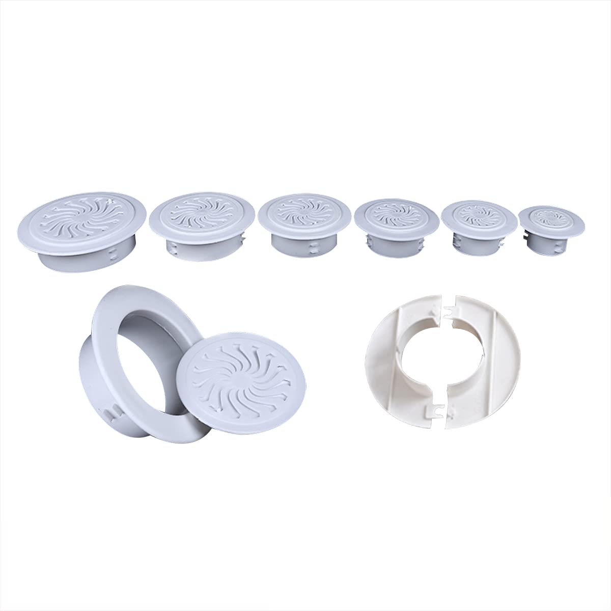 Unifizz ABS Pipe Collar, 68x26mm Snap-in Valve Tall Hole Cover Tap, White, 2PCS, 68mmx26mm - Image 4