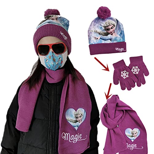 Guantes de bufanda para niños, juego de sombreros para niños, para clima frío, sombrero...