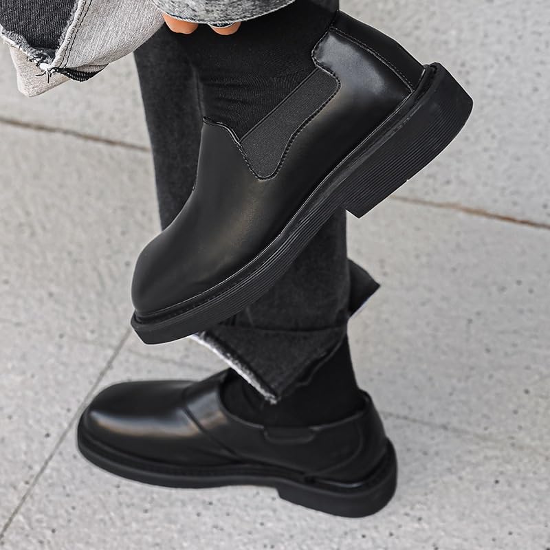 Oxford Shoes for Men Tuxedo Working Classic French Leather Pointed Toe Slip-on Non Slip Block Heel Anti-Slip Slip Resistant Classic3