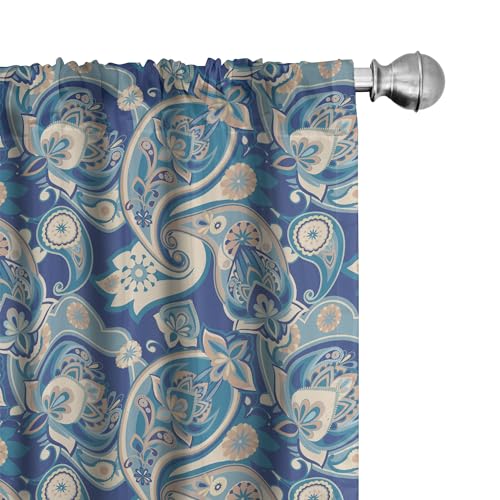 Ambesonne Paisley Window Curtains, Inspired Floral Exotic Ornate Traditional Fashion Boho Art Illustration Print, Lightweight Decor 2-Panel Set with Rod Pocket, Pair of - 28