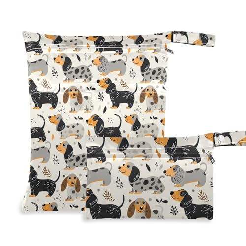 Coikll Wet Dry Bags for Cloth Diaper 2 Pack Waterproof Yoga Gym Bag for Swimsuit Wet Clothes Baby Items-?Cute Dogs?
