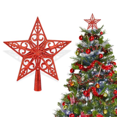 Rote Tannenbaumspitze 15 Weihnachtsbaumspitze, Christbaumspitze Stern, Weihnachtsbaumspitze...