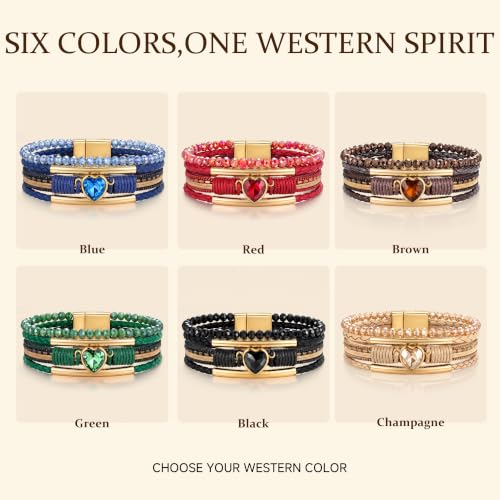 OUTSTHAND Brown Leather Bracelets for Women, Western Jewelry Cowgirl Style - image 6