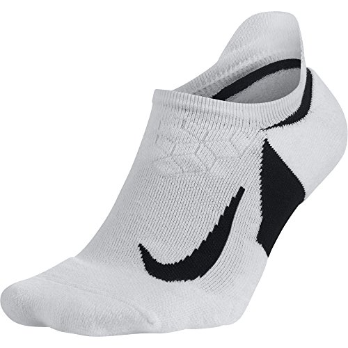 NIKE Unisex Spark Cushioned No-Show Running Socks, White/Black/Black, Size 10