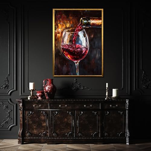 Toile vin rouge peinture abstraite idée cadeau esthétique bar