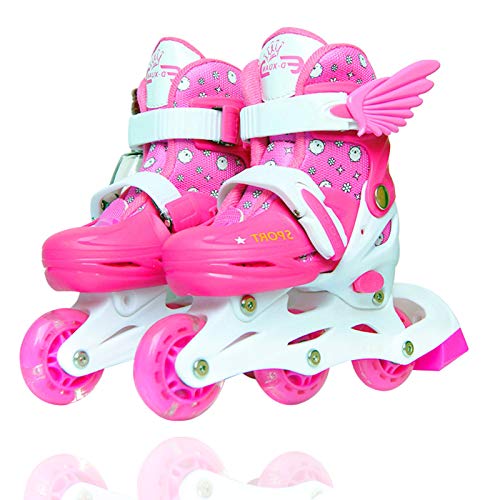 Sumeber Patines en línea para niños con longitud ajustable para niños y niñas, Rosa-Inline, S kid(12.5-1.5)