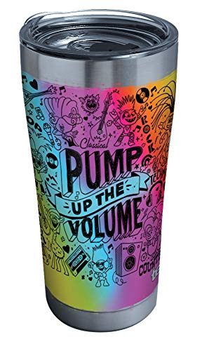 Tervis 1353672 DreamWorks Trolls Gobelet isotherme en acier inoxydable avec couvercle marteau transparent et noir Argenté