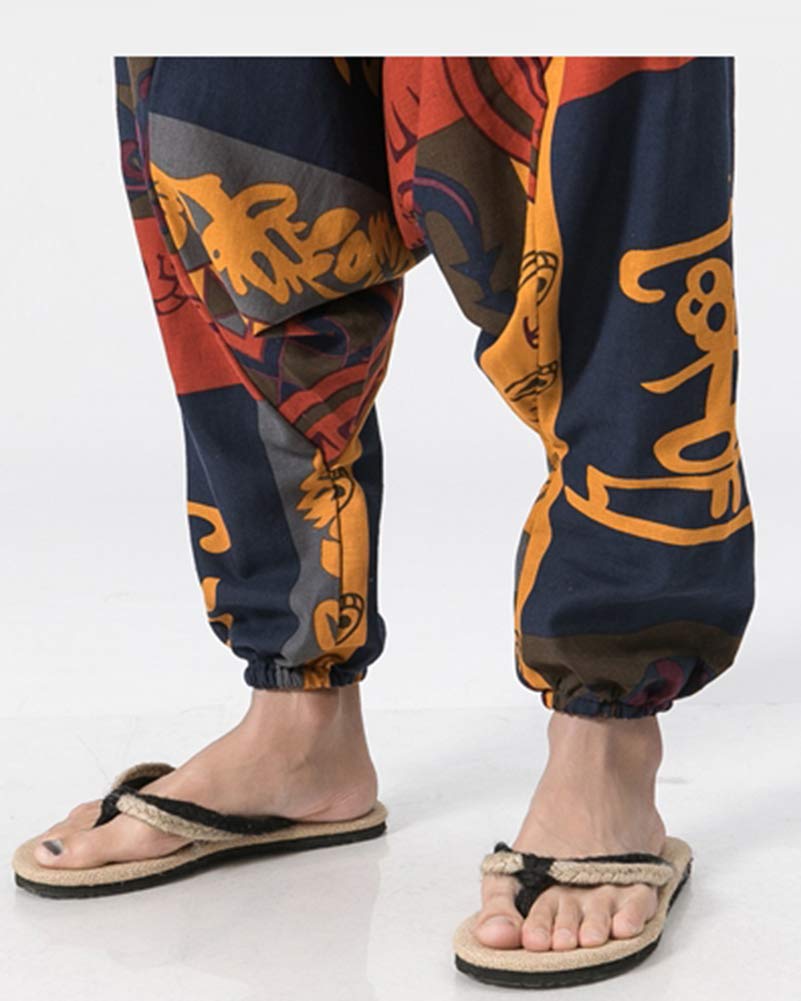 Unisex Harén Aladdin Hippy Pantalones Baggy Hippie Boho Yoga Wideleg Pantalones para Hombres