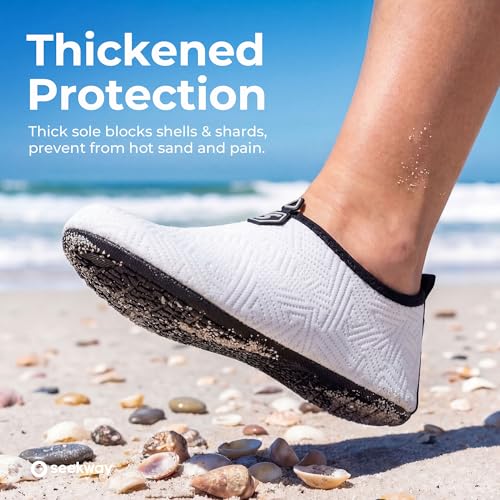 Image of SEEKWAY Water Shoes Quick-Dry Aqua Socks Barefoot Slip-on for Beach Pool Swim River Yoga Lake Surf Women Men Black SK001