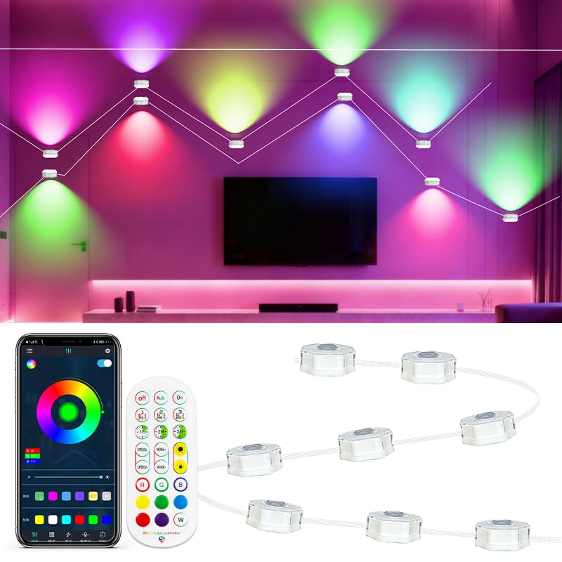 DTQJ 3M Led Strip Lights Music Sync Color Changing Lighting,Hexagon Led Lights Colours RGB Light Bluetooth App & Remote Control,USB LED Light Strip for Room Home Decor Tv Backlight Wall Light
