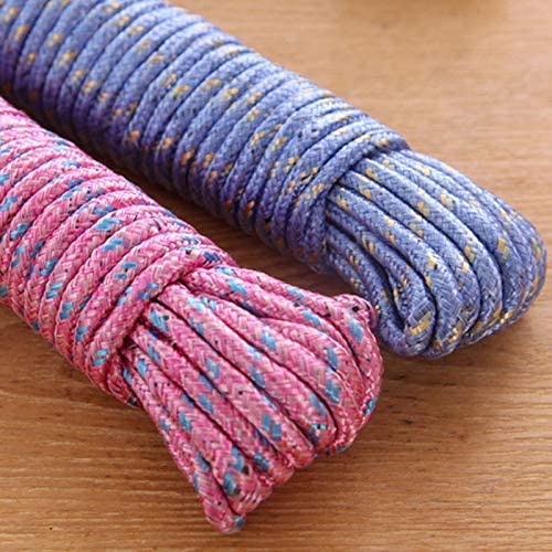 Clothesline Nylon Braided Cotton Rope, Twisted Ropes for Drying Clothes 10 Meters Pack of 3 Multicolor