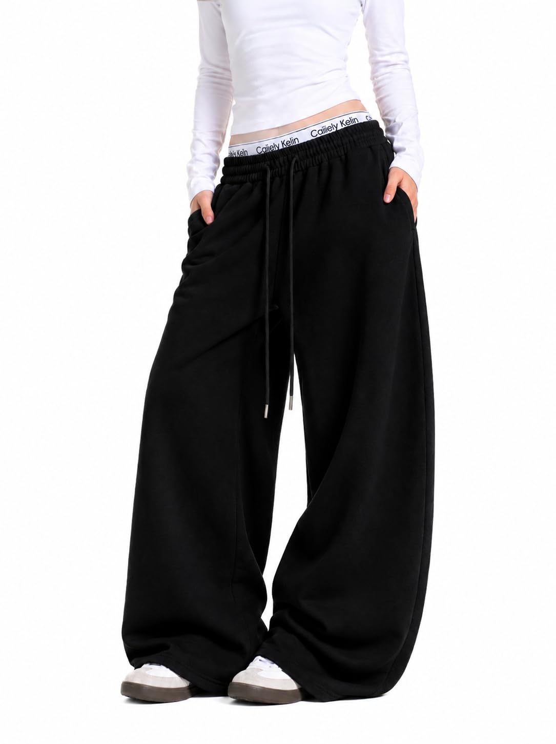Women's Oversized Wide-Leg Sweatpants, Light Grey-image-27