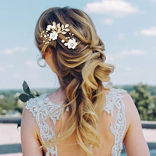 inSowni 20 Pack White Decorative Flower Bridal Wedding Hair Side Combs+U-shaped Flower Hair Pins+Twist Spiral Pearl Hair Pins Pieces Headpieces Accessories for Brides Bridesmaids Women Girls (White) - Image 4